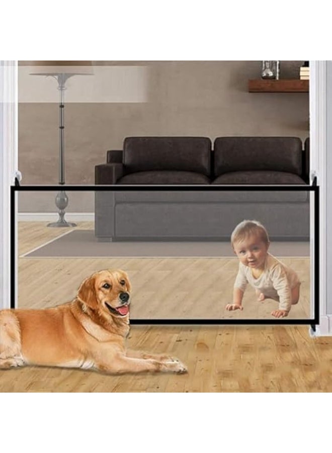 Magic Safety Dog Gate, Portable, Lightweight, Foldable, and Easy-to-Install Dog Gate Barrier for Home, Sharp Claw-Resistant Nylon Mesh, Indoor Dog Fence for Doorways and Stairs, Large Size 70cm x 1m - Image 1